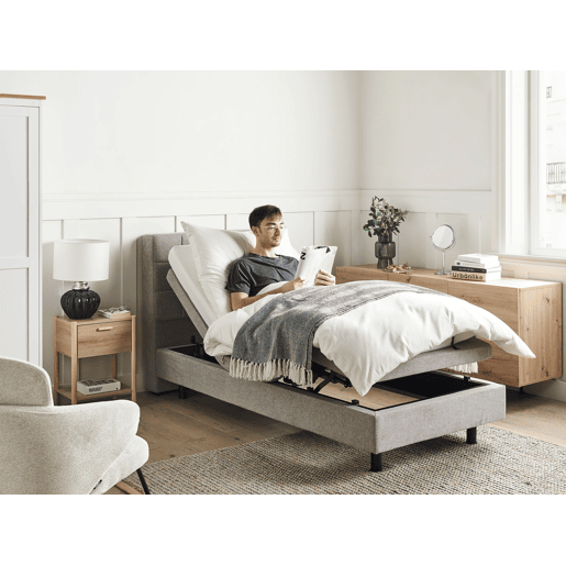 Cama ajustável Tecido DUKE 90 x 200 cm Cinzento claro