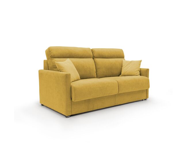 Margot sofá cama convertible en tela suave impermeable 196 cm (mat. 160x197) amarillo