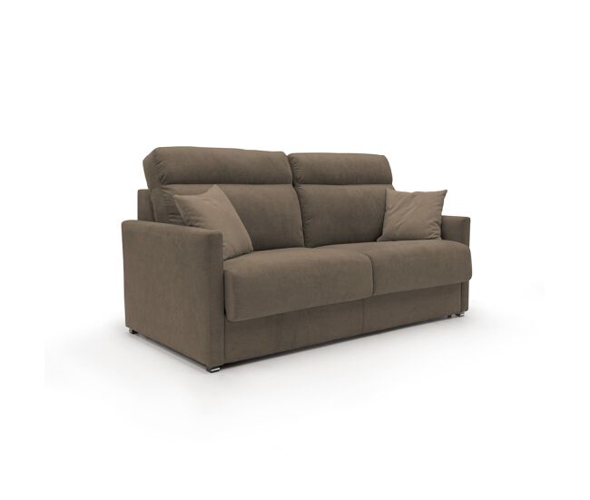 Margot sofá cama convertible en tela suave impermeable 156 cm (mat.120x197) marrón