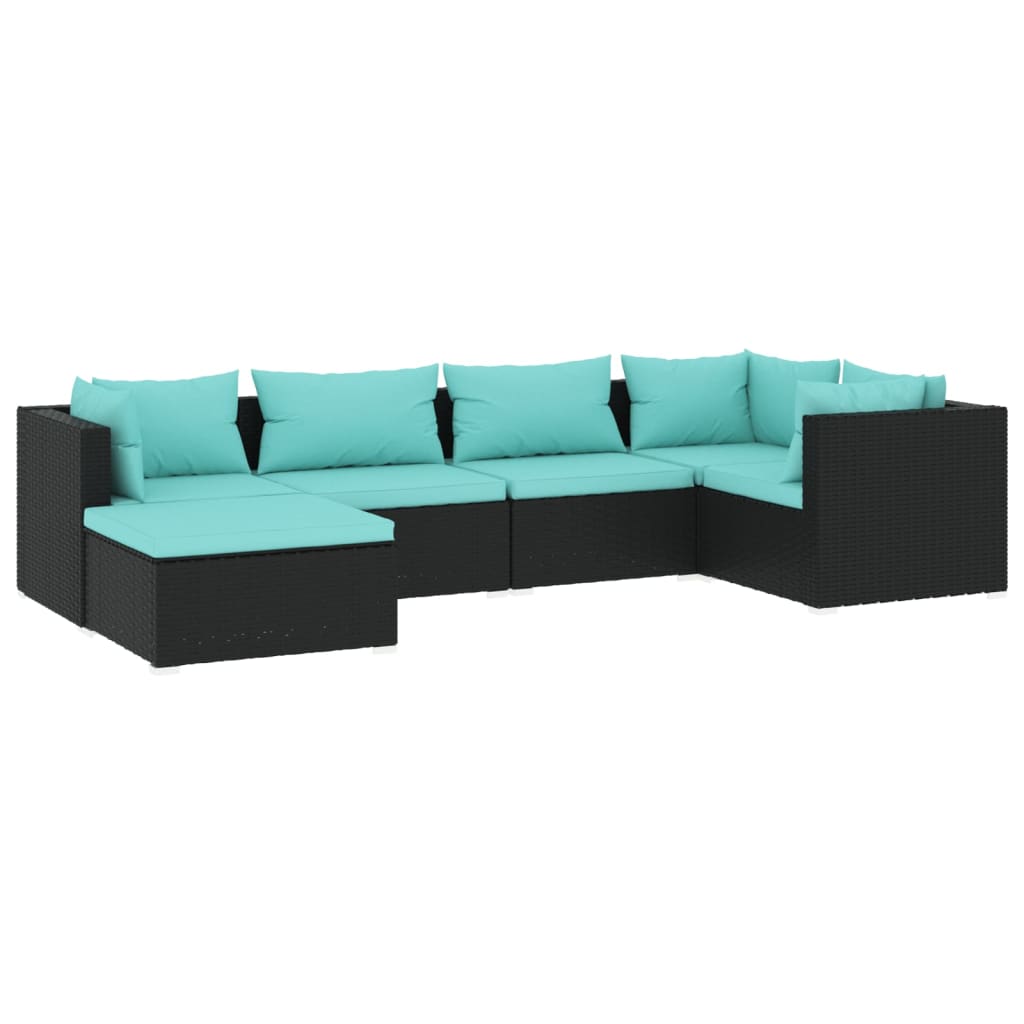set de muebles de jardin 6 pzas y cojines ratan sintetico negro