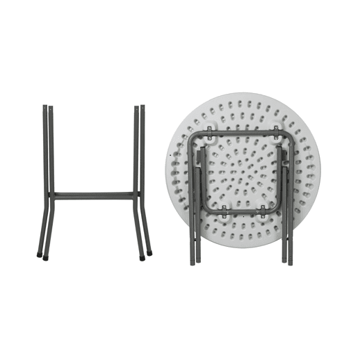 O Conjunto de 2 Mesas Redondas Dobráveis u200Bu200Bcom Capa da 7house é a solução ideal para dar um toque elegante e uniforme aos seus eventos.
