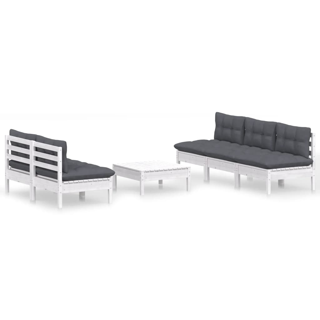 Muebles de jardín 6 piezas con cojines antracita madera de pino