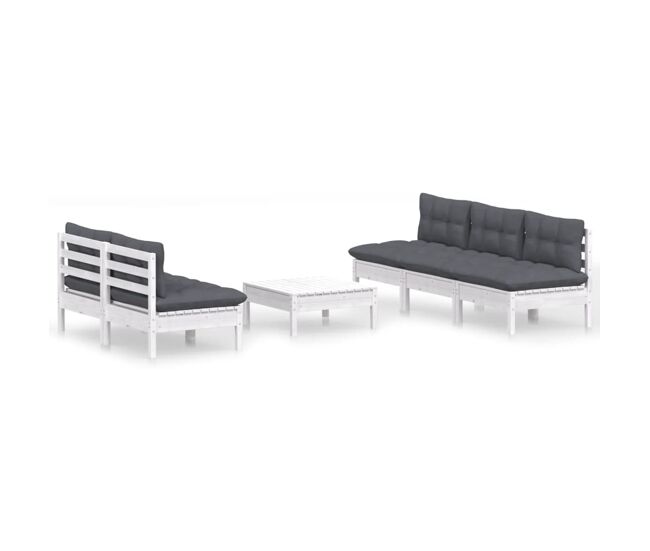 Muebles de jardín 6 piezas con cojines antracita madera de pino