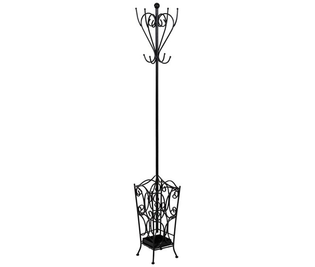 Perchero de metal con 4 ganchos 35x35x181h cm.