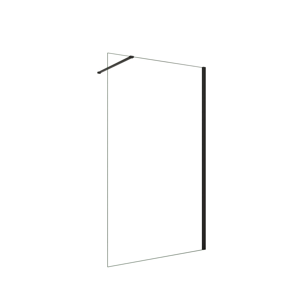 Mampara de ducha fija con película de seguridad a prueba de explosiones perfil negro mate con barra1 de 90cm tamaño (98-100)x200cm
