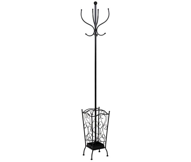 Perchero de metal con 4 ganchos 35x35x181h cm.