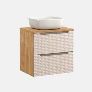 Móvel simples lavatório 60cm Mallory Bege e madeira