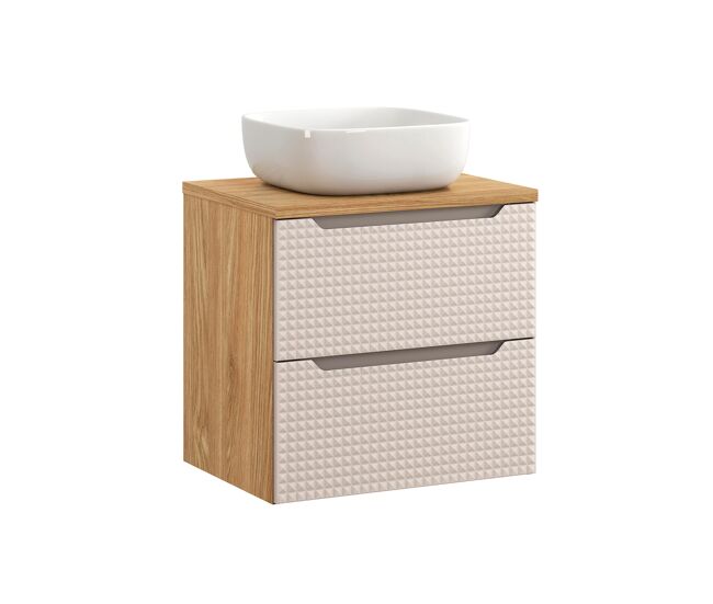 Mueble lavabo individual 60cm mallory beige y madera