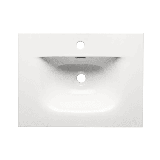 Móvel simples lavatório encastrado 60cm Mallory Bege e madeira