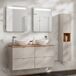 Conjunto de muebles con doble lavabo espejos LED y columna Manoa Conjunto de muebles con doble lavabo espejos LED y columna Manoa Beige