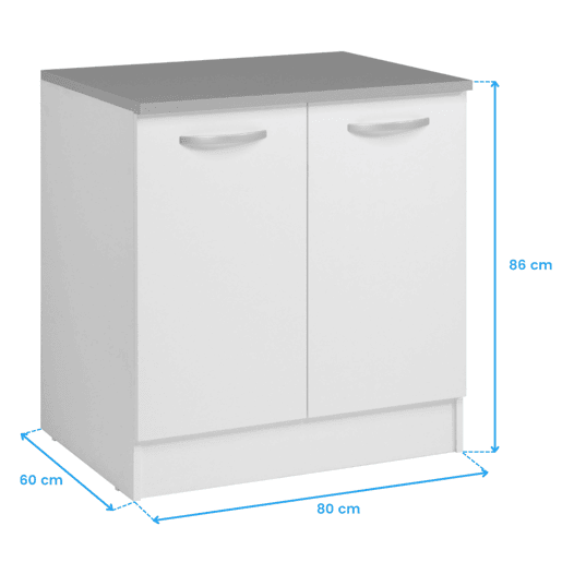 Módulo de Cozinha Inferior EKO 2 portas Branco Fosco 80x60 cm