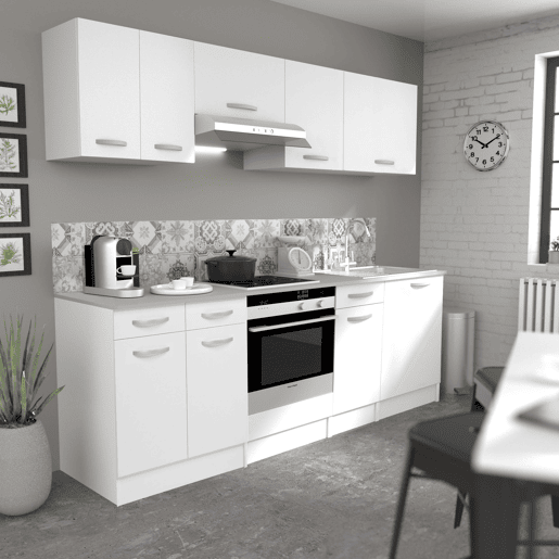 Módulo Base de Cozinha EKO Branco com Porta e Gaveta 40x60cm