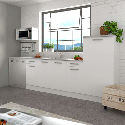 Módulo Base de Cozinha EKO Branco com Porta e Gaveta 40x60cm