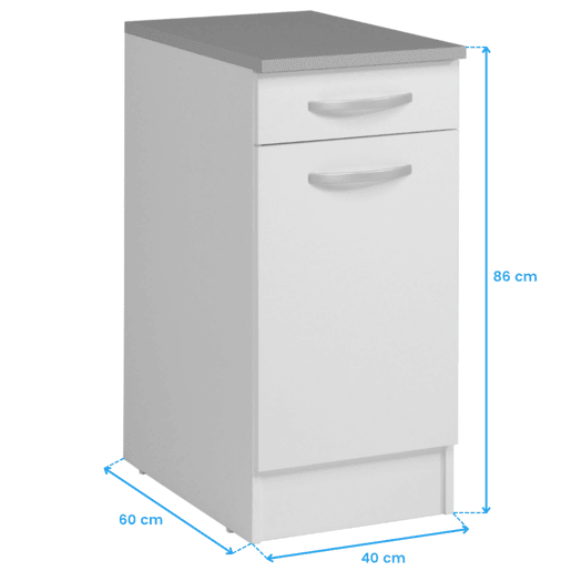 Módulo Base de Cozinha EKO Branco com Porta e Gaveta 40x60cm