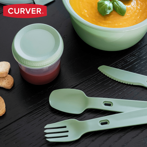 Curver Pack 6 recipientes herméticos Ø22x10 cm (1,6L) com tabuleiro e talheres