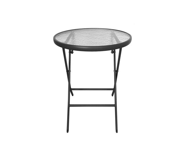 Acomoda textil – mesa plegable de acero para interior y exterior antracita. mesa de cristal estable y resistente para jardín, balcón, terraza y patio