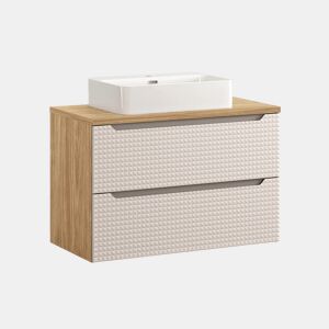 Móvel lavatório simples 90 cm Mallory Bege e madeira