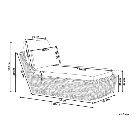 Espreguiçadeira com almofada BELSITO Rattan Natural