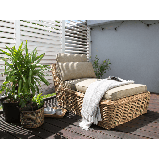 Espreguiçadeira com almofada BELSITO Rattan Natural