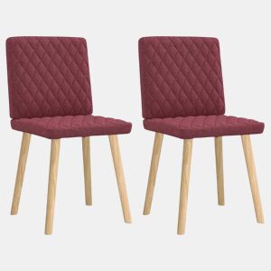 vidaXL Cadeiras de jantar 2 pcs tecido vermelho tinto
