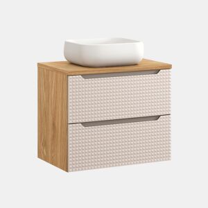 Móvel simples lavatório 70cm Mallory Bege e madeira
