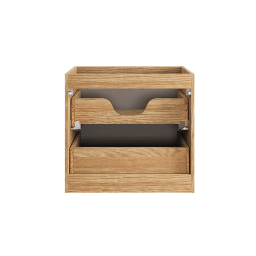 Conjunto móvel lavatório individual embutido 60 cm e coluna Mallory Bege e madeira