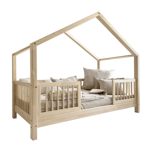 Cama de cabine 90x200 barreiras e base de ripas incluídas com pés de 10 cm Rosalie Bois