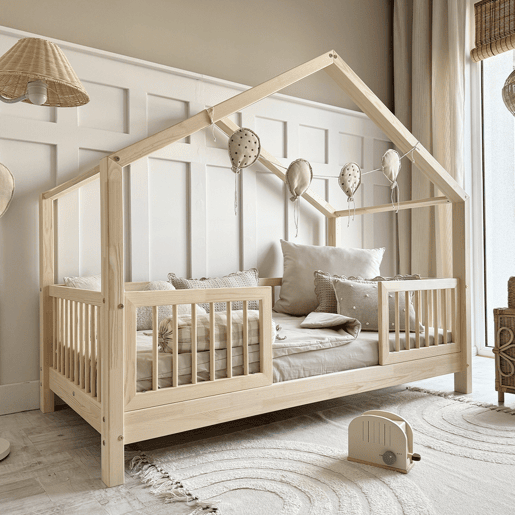 Cama de cabine 90x200 barreiras e base de ripas incluídas com pés de 10 cm Rosalie Bois