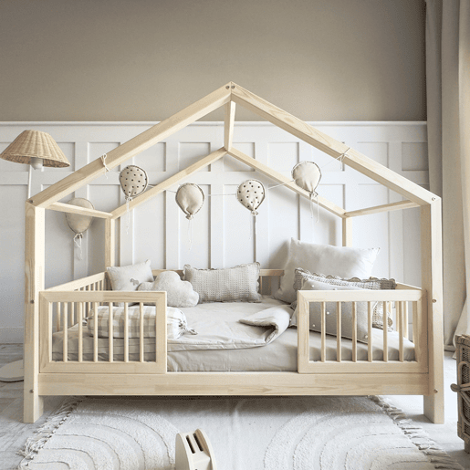 Cama de cabine 90x200 barreiras e base de ripas incluídas com pés de 10 cm Rosalie Bois