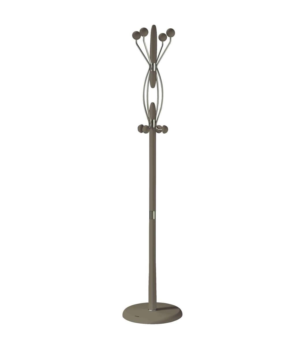 Perchero mod. 424 herrajes en cromo satinado lacado moka, 184 cm(alto)37 cm(ancho)37 cm(largo)