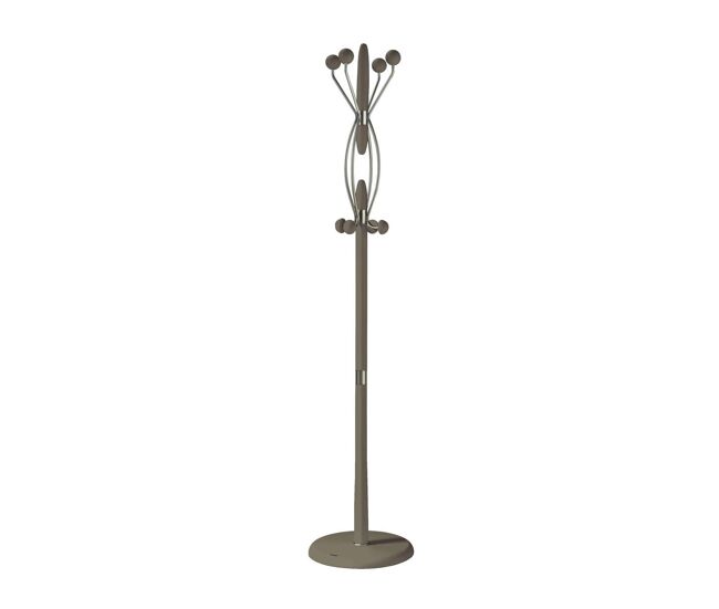 Perchero mod. 424 herrajes en cromo satinado lacado moka, 184 cm(alto)37 cm(ancho)37 cm(largo)
