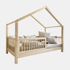 Cama de cabine 90x190 barreira e base de ripas incluídas com pés de 10 cm Rosalie Bois
