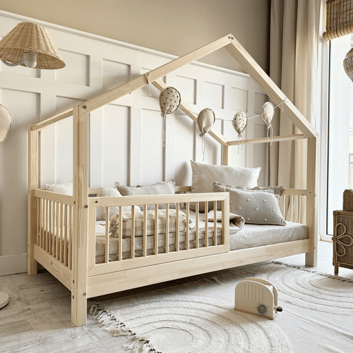 Cama de cabine 90x190 barreira e base de ripas incluídas com pés de 10 cm Rosalie Bois