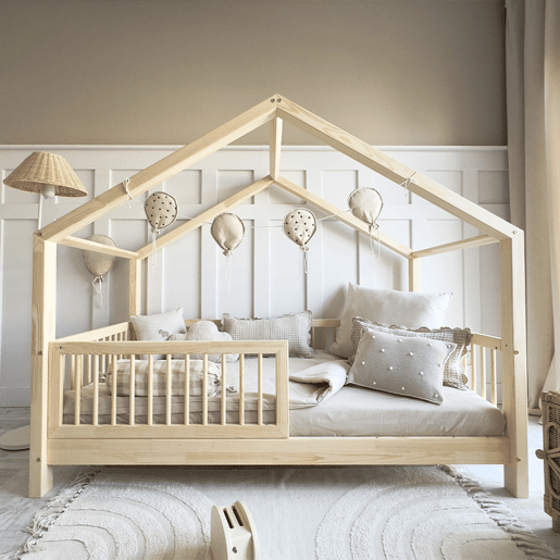 Cama de cabine 90x190 barreira e base de ripas incluídas com pés de 10 cm Rosalie Bois