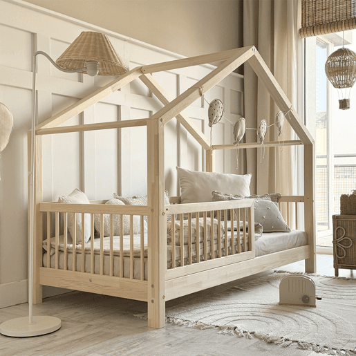 Cama de cabine 90x190 barreira e base de ripas incluídas com pés de 10 cm Rosalie Bois