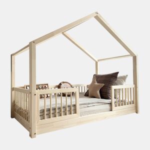 Cama de cabine 90x190 barreiras e base de ripas incluídas com pés de 1 cm Rosalie Bois