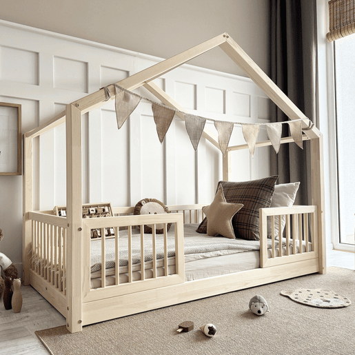 Cama de cabine 90x190 barreiras e base de ripas incluídas com pés de 1 cm Rosalie Bois