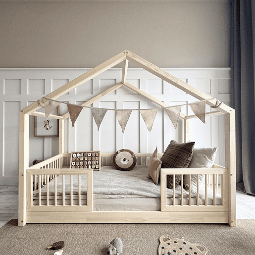 Cama de cabine 90x190 barreiras e base de ripas incluídas com pés de 1 cm Rosalie Bois