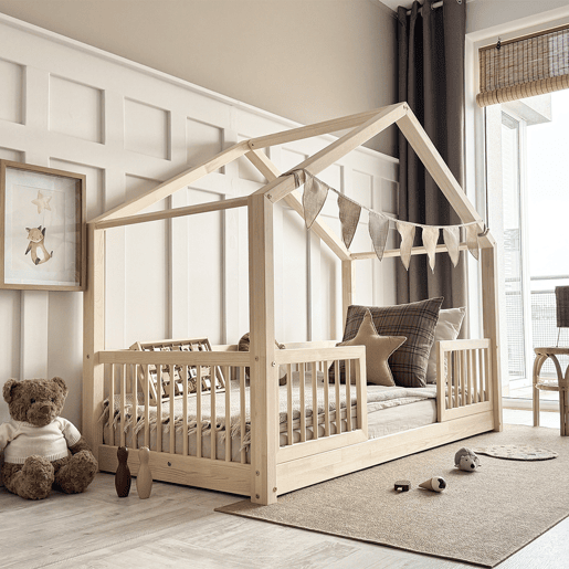 Cama de cabine 90x190 barreiras e base de ripas incluídas com pés de 1 cm Rosalie Bois