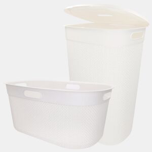 Curver Pack Cesto para roupa suja 45L + cesto com tampa 55L branco