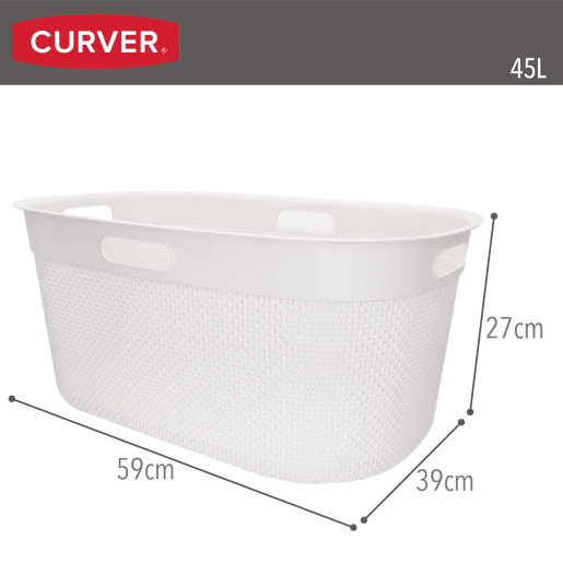 Curver Pack Cesto para roupa suja 45L + cesto com tampa 55L branco