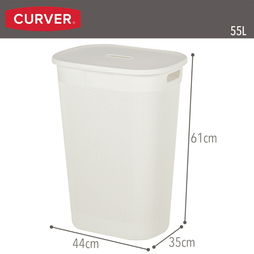Curver Pack Cesto para roupa suja 45L + cesto com tampa 55L branco