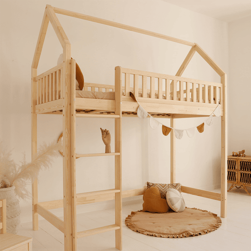 Cama de cabine de meia altura 90x190 com base de ripas incluída Daisy Bois