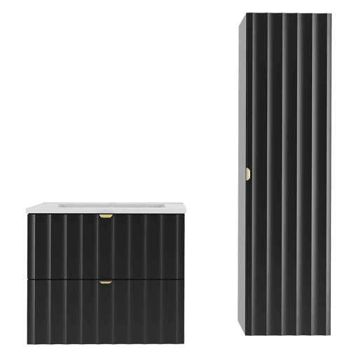 Conjunto móvel de toucador 80 cm com móvel alto Lexa Preto