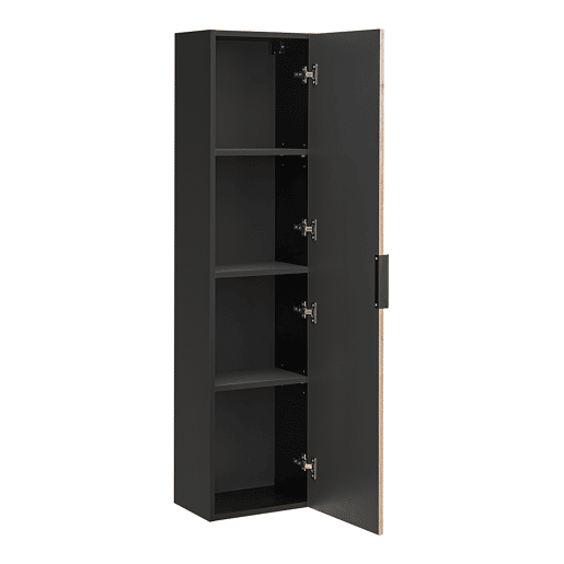 Lavatório duplo 140cm 2 nichos Espelhos LED coluna e 3 armários de parede Gaia Wood e Black - Lavatório preto