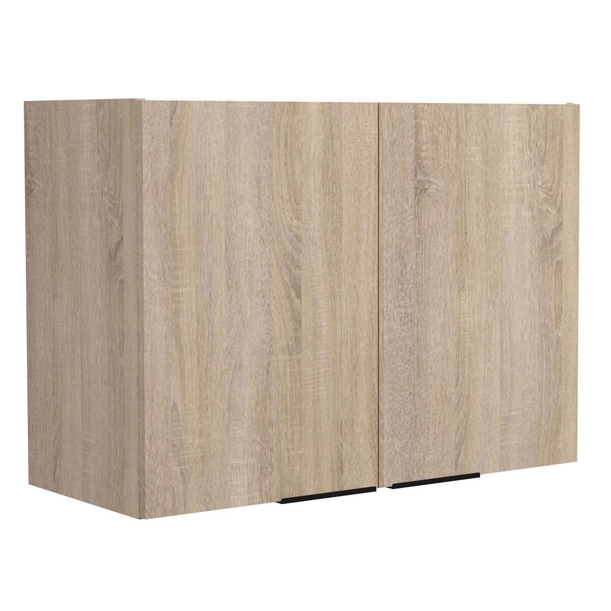 Pack de muebles de cocina arko estilo moderno en color madera claro-negro con 3 módulos altos, columna, cajones, fregadero