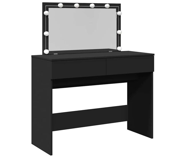 Vidaxl tocador con luces led negro 100x40x120 cm