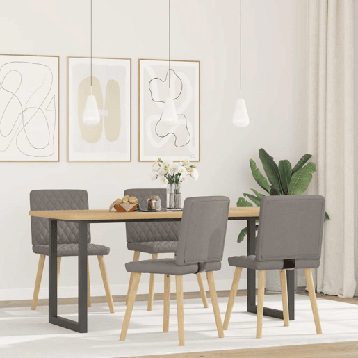 vidaXL Cadeiras de jantar 4 pcs tecido cinzento-acastanhado vidaXL Cadeiras de jantar 4 pcs tecido cinzento-acastanhado