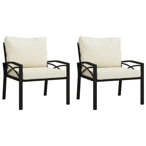 vidaXL Cadeiras de jardim c almofadões cor areia 2 pcs 68x76x79cm aço