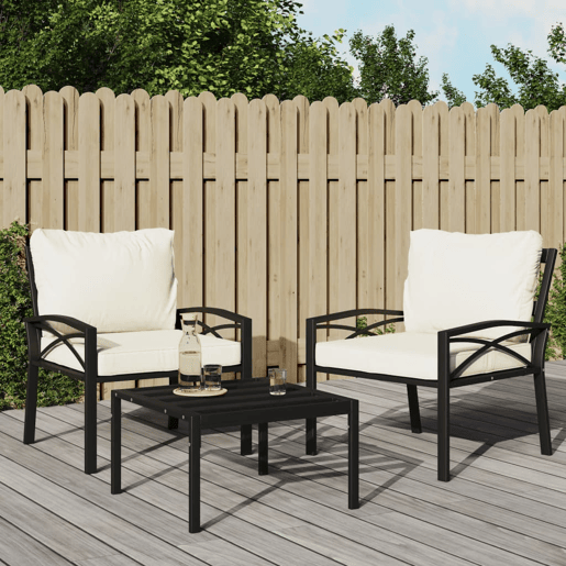 vidaXL Cadeiras de jardim c almofadões cor areia 2 pcs 68x76x79cm aço